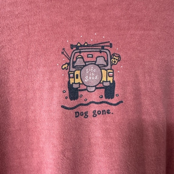 Life Is Good Tops - Life Is Good Red Dog Gone Jeep Woman’s Cotton Tee